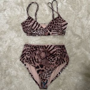 Leopard Animal Print High Waisted Swimwear